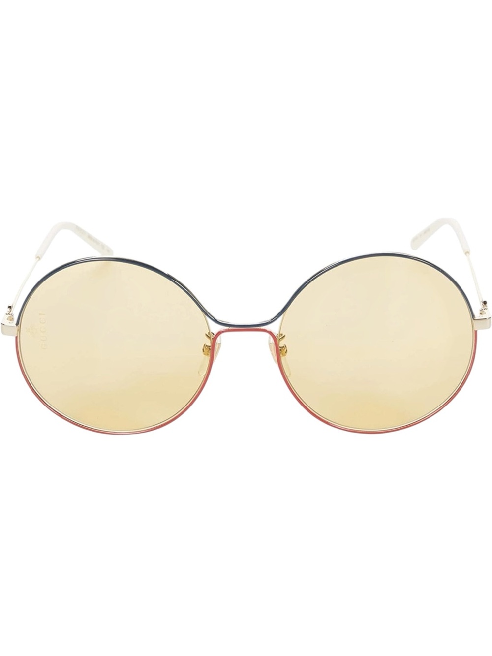 GUCCI GG0395S Oversize 70s Round Sunglasses Gold Blue Red Metal 58-20-140 - Picture 4 of 11